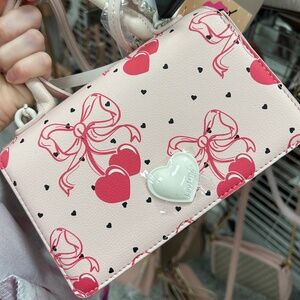 Betsey Johnson cherry pearl pink small crossbody bag